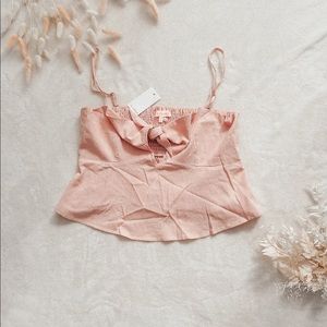 NWT Re:Named Cropped Blush Tie Knot Tank